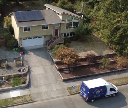bright sky van and solar panels